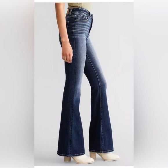 BKE Denim - BKE Billie slim fit high rise flare Dark Blue Wash